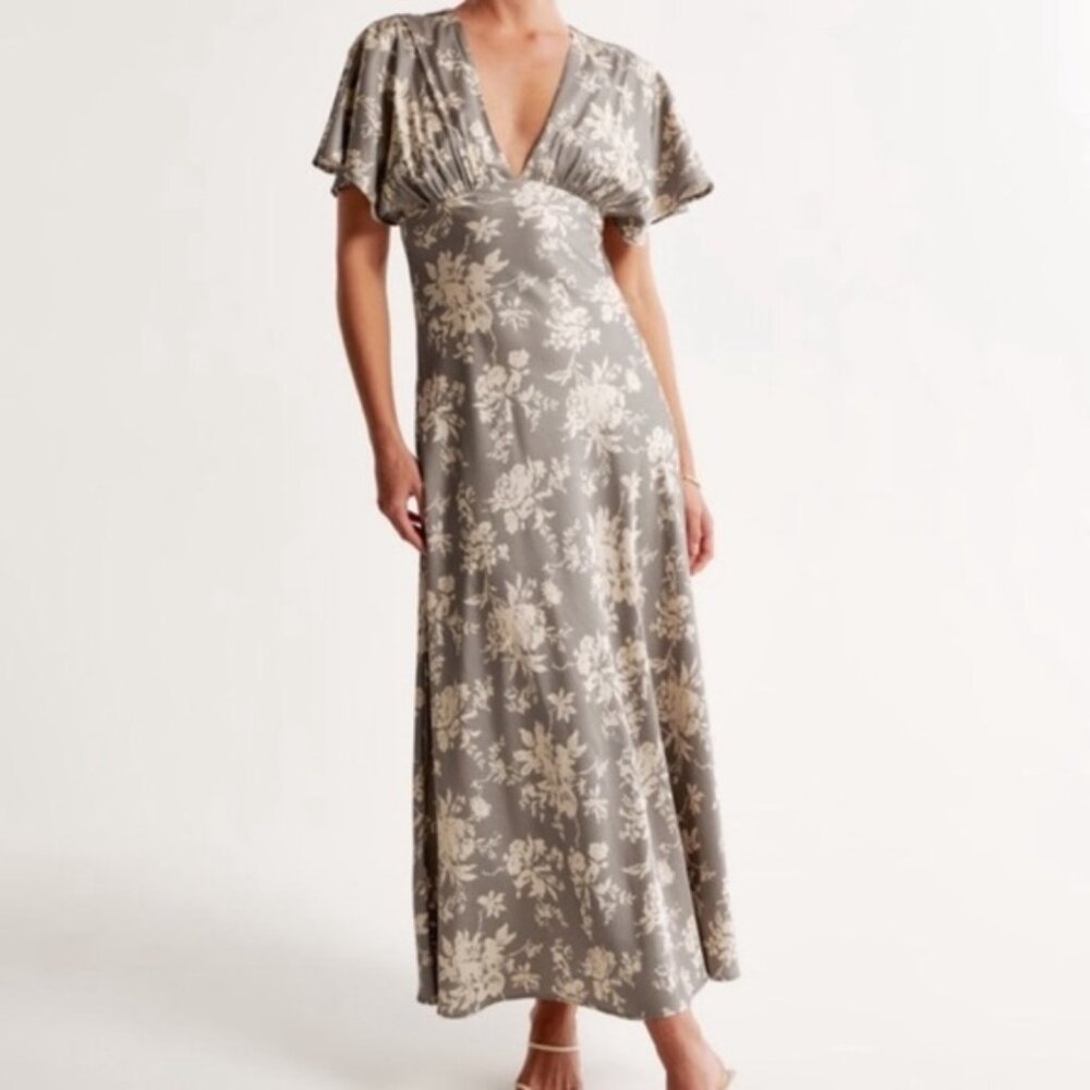 Floral Gray Maxi Dress